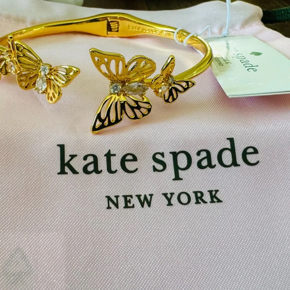 Kate Spade Gold Social Butterfly Open Hinge Cuff - Picture 4 of 5